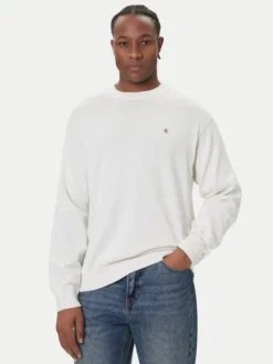 Calvin Klein Jeans Sweter LV04RC309G Écru Regular Fit