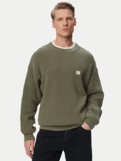 Calvin Klein Jeans Sweter LV04RD313G Zielony ciemny Regular Fit