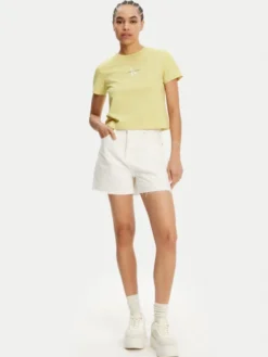 Calvin Klein Jeans Szorty jeansowe J20J225153 Biały Mom Fit