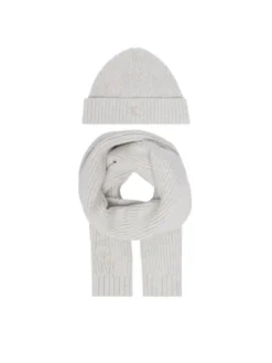 Calvin Klein Jeans Zestaw szalik i czapka Knitted Scarf Beanie Giftbox LVCKFJP00N Szary jasny