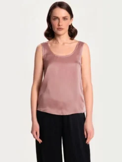 Cat&Cat Top jedwabny basic Różowy Regular Fit