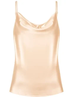 Cat&Cat Top jedwabny z dekoltem woda Beżowy Regular Fit