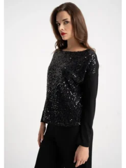 CLICK Bluzka 10-6967 Czarny Regular Fit