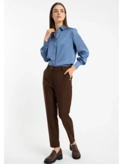CLICK Spodnie materiałowe 30-442 Brązowy Slim Fit