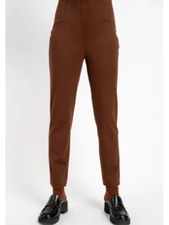 CLICK Spodnie materiałowe 30-456 Brązowy Anatomic Fit
