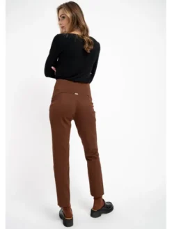 CLICK Spodnie materiałowe 30-456 Brązowy Anatomic Fit