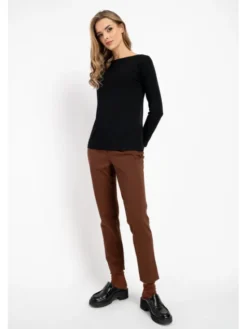 CLICK Spodnie materiałowe 30-456 Brązowy Anatomic Fit
