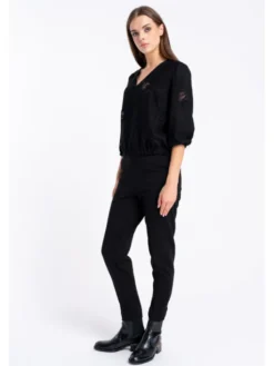 CLICK Spodnie materiałowe 30-453 Czarny Tapered Fit
