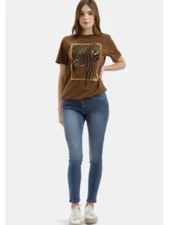 Cross Jeans T-Shirt 56263-025 Brązowy