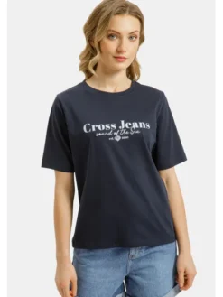 Cross Jeans T-Shirt 56254-470 Granatowy