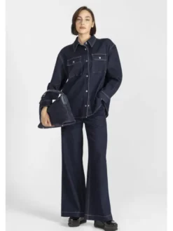 Deni Cler Milano Koszula T-DC-1370-E5-10-59-1 Granatowy Oversize