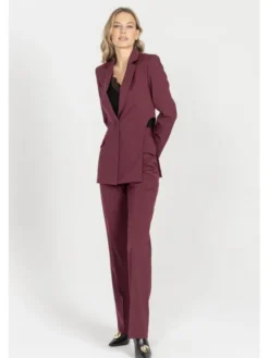 Deni Cler Milano Marynarka W-DC-6065-E5-F7-39-1 Bordowy Regular Fit