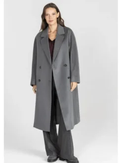 Deni Cler Milano Płaszcz T-DC-8055-E5-85-88-1 Szary Loose Fit