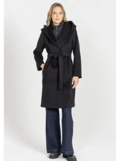 Deni Cler Milano Płaszcz W-DC-8052-E5-B3-90-1 Czarny Regular Fit