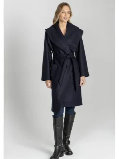 Deni Cler Milano Płaszcz W-DC-8070-E5-F6-58-1 Granatowy Regular Fit