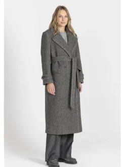 Deni Cler Milano Płaszcz W-DC-8069-E5-I8-85-1 Szary Regular Fit
