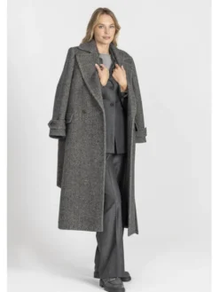 Deni Cler Milano Płaszcz W-DC-8069-E5-I8-85-1 Szary Regular Fit