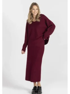 Deni Cler Milano Spódnica midi T-DC-750D-E5-90-39-1 Bordowy Regular Fit