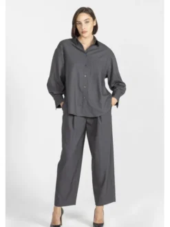 Deni Cler Milano Spodnie materiałowe T-DC-5268-E5-40-80-1 Szary Loose Leg