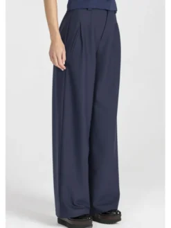 Deni Cler Milano Spodnie materiałowe T-DC-5263-E5-40-58-1 Granatowy Loose Leg