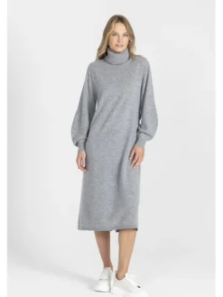 Deni Cler Milano Sukienka dzianinowa T-DC-354D-E5-90-80-1 Szary Loose Fit