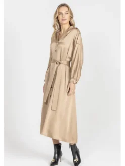 Deni Cler Milano Sukienka elegancka W-DC-3261-E5-B1-13-1 Złoty Loose Fit