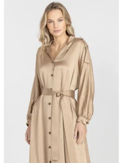 Deni Cler Milano Sukienka elegancka W-DC-3261-E5-B1-13-1 Złoty Loose Fit