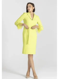 Deni Cler Milano Sukienka elegancka W-DC-3495-E5-L4-42-1 Zielony Regular Fit