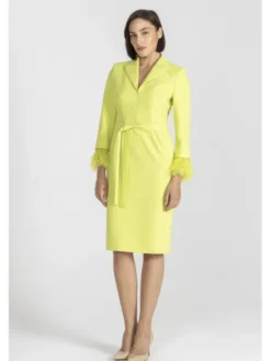 Deni Cler Milano Sukienka elegancka W-DC-3495-E5-L4-42-1 Zielony Regular Fit