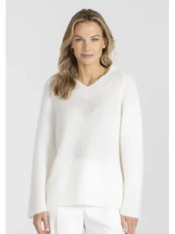 Deni Cler Milano Sweter T-DC-S480-E5-90-11-1 Kremowy Regular Fit