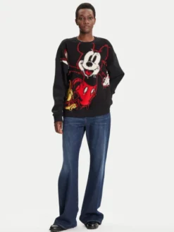 Desigual Bluza Hello Mickey 25WWSK14 Czarny Regular Fit