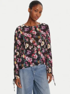Desigual Bluzka Flori 25WWBW03 Czarny Regular Fit