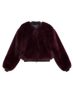 Desigual Futro Raspberry 25WWEW67 Bordowy Relaxed Fit