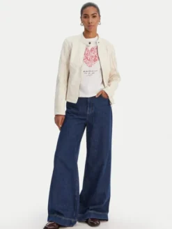 Desigual Kurtka przejściowa 26SWEW10 Kremowy Regular Fit