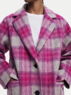 Desigual Płaszcz wełniany Pinkcheck 25WWEW15 Różowy Regular Fit