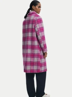 Desigual Płaszcz wełniany Pinkcheck 25WWEW15 Różowy Regular Fit