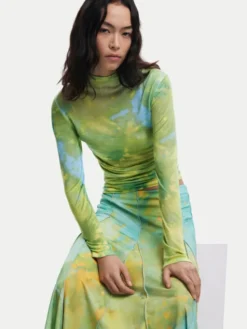 Desigual Spódnica maxi Desvanecer 25WWFK06 Zielony Regular Fit