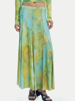 Desigual Spódnica maxi Desvanecer 25WWFK06 Zielony Regular Fit