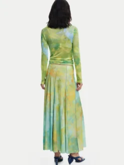 Desigual Spódnica maxi Desvanecer 25WWFK06 Zielony Regular Fit