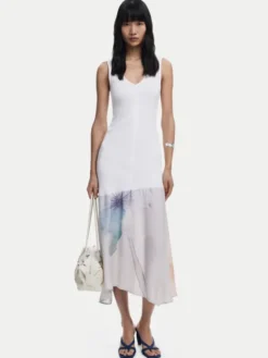 Desigual Sukienka codzienna Dita 25WWVK38 Biały Slim Fit