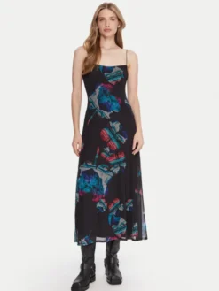 Desigual Sukienka codzienna Watercolor Lacroix 25WWVK03 Czarny Regular Fit