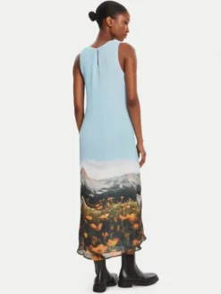 Desigual Sukienka codzienna Plisado Paisaje 25WWVW07 Błękitny Regular Fit