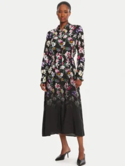 Desigual Sukienka koszulowa Camisero Acrilica 25WWVW11 Czarny Regular Fit