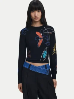 Desigual Sweter Arty 25WWJF33 Czarny Regular Fit