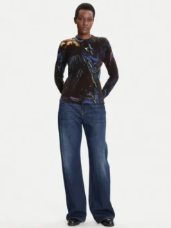 Desigual Sweter Butterfly Lacroix 25WWJF05 Czarny Regular Fit
