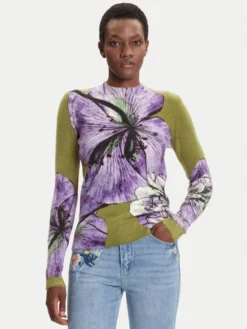Desigual Sweter Orquidea Lacroix 25WWJF42 Zielony Regular Fit