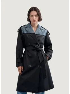 Desigual Trencz CHAQ_HYBRIDTRENCH Czarny Classic Fit