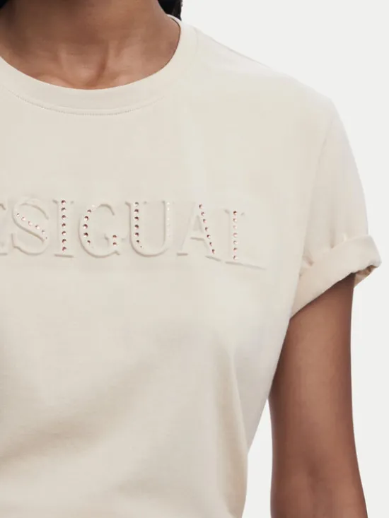 Desigual T-Shirt Brandy 25SWTK17 Écru Regular Fit
