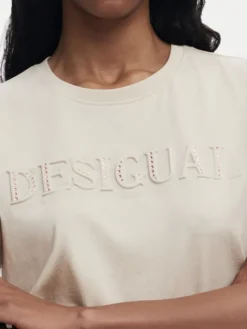 Desigual T-Shirt Brandy 25SWTK17 Écru Regular Fit