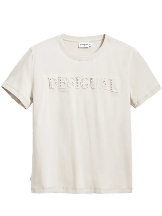 Desigual T-Shirt Brandy 25SWTK17 Écru Regular Fit